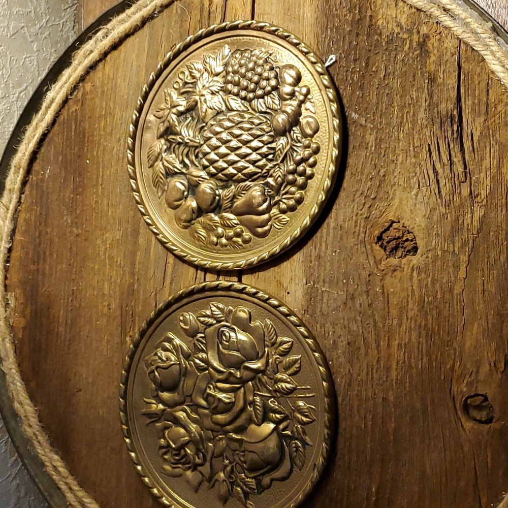 Vintage Brass 6" hanging plates. Made in England.